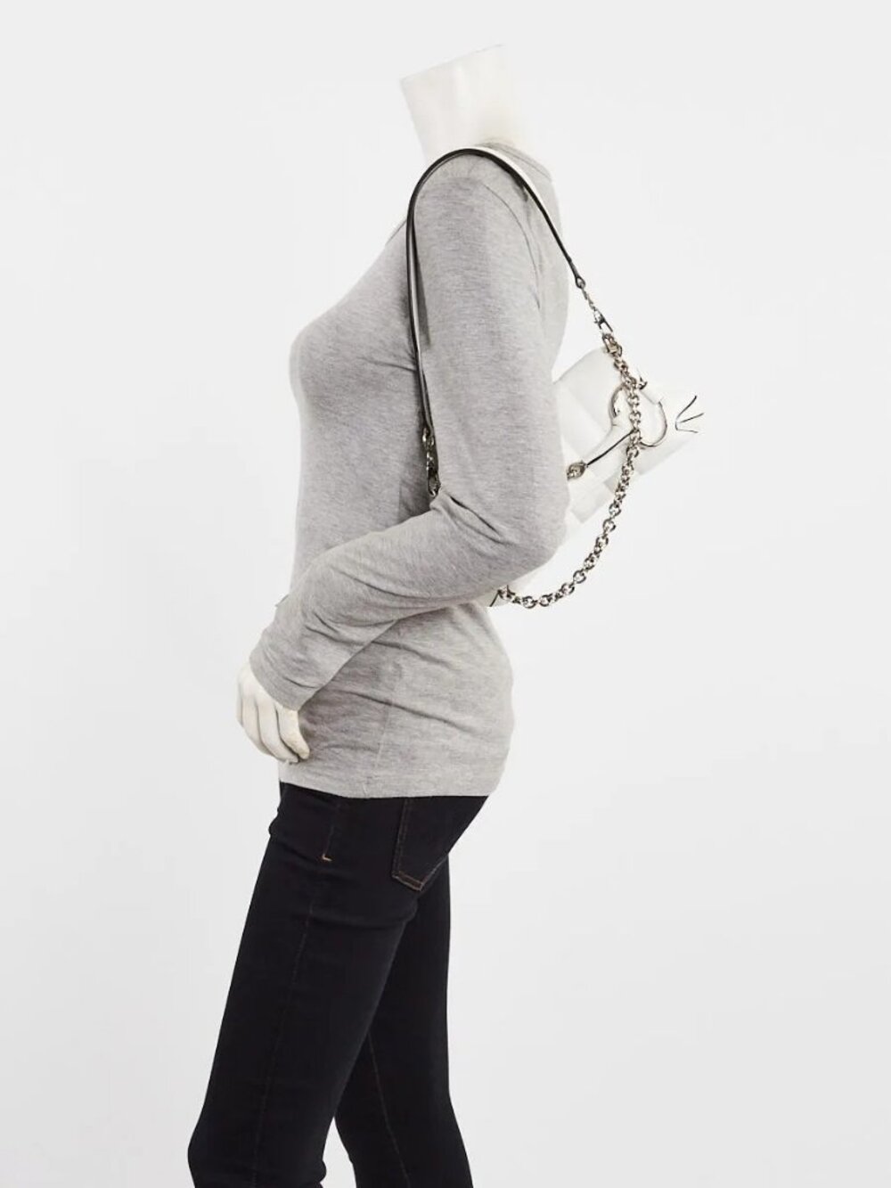 Gucci White Quilted Lambskin Leather Small Horsebit Chain Shoulder Bag